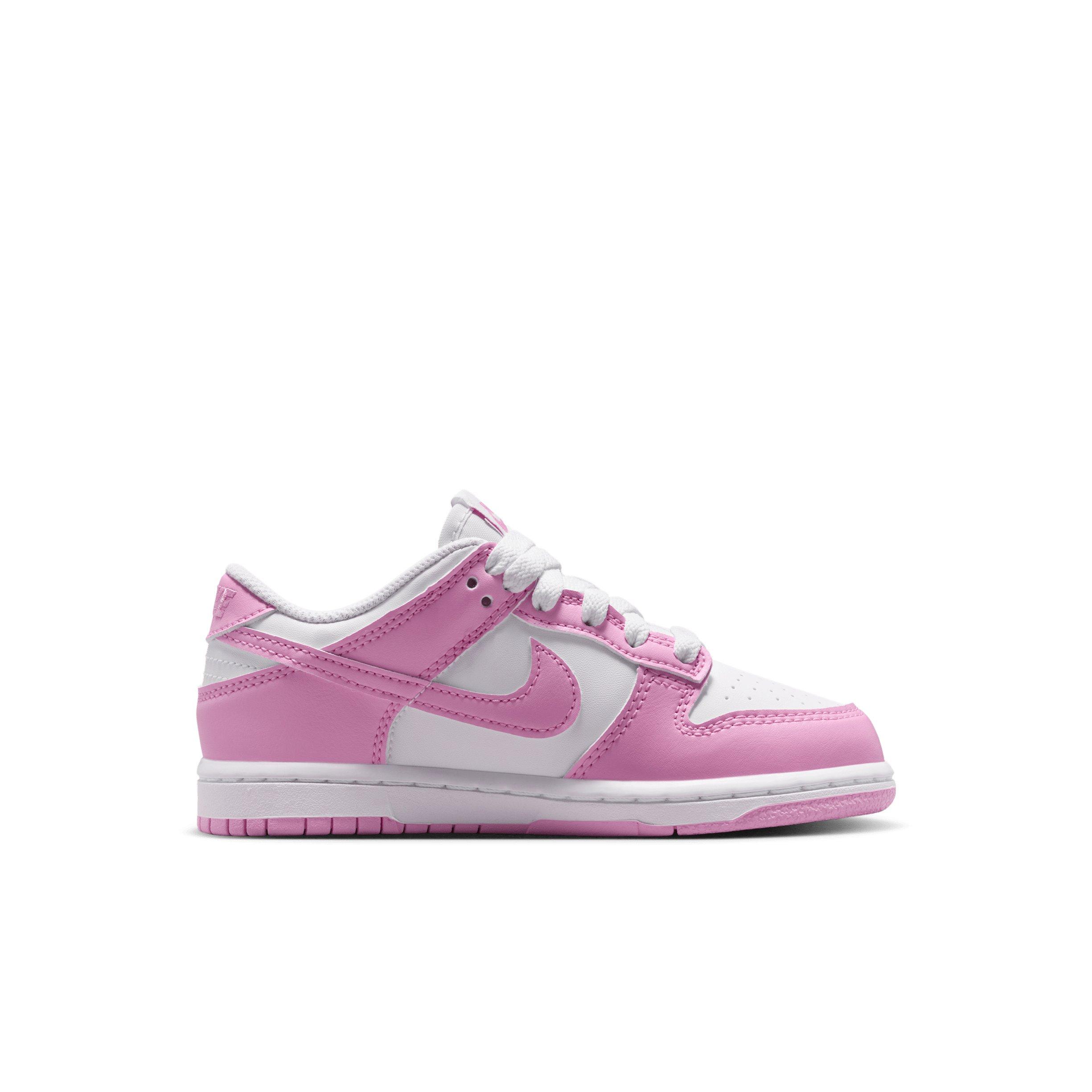 Nike Dunk Low "White/White/White/Pink Rise" Preschool Girls' Shoe - WHITE/WHITE/WHITE/PINK